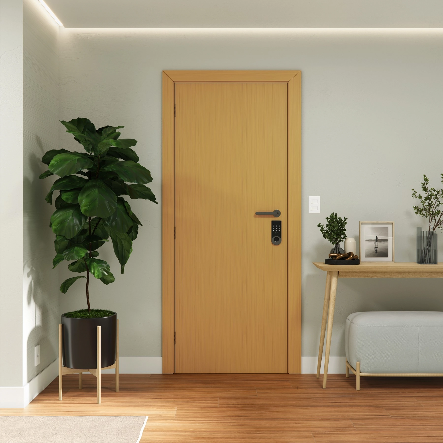 Kit Porta Madeira de Giro Direito Curupixá 210x80cm Sarrafeada com Batente Regulável 8,5 a 16cm Vivace UV Artens