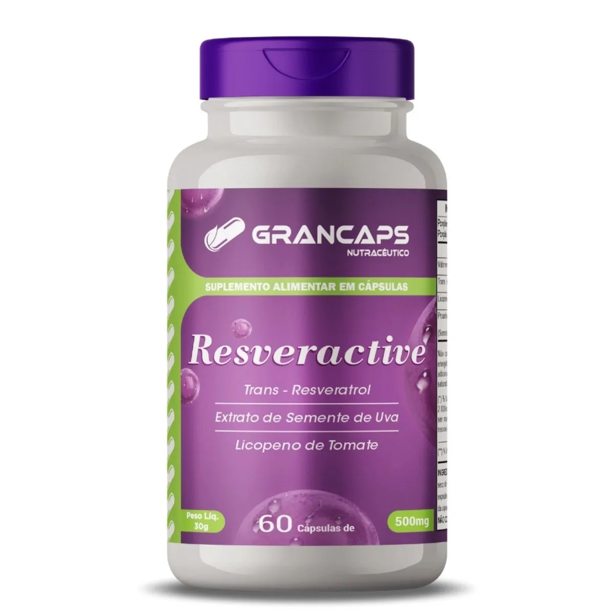 Resveratrol com Licopeno 60 cápsulas 500mg Grancaps