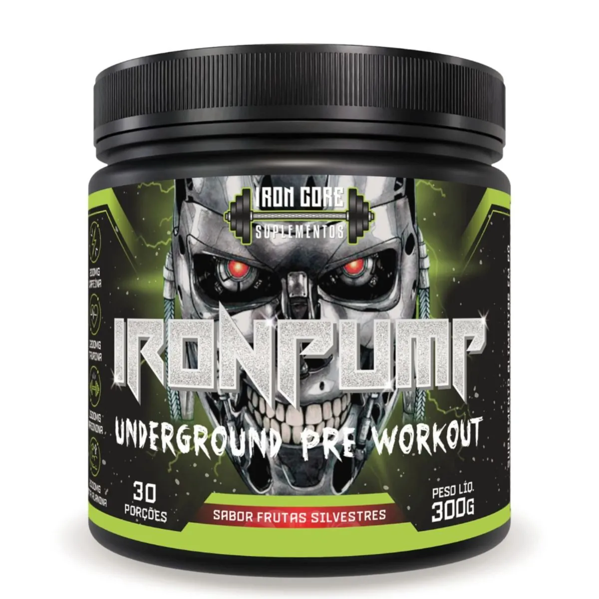IronPump Pré-Treino 300g Sabor Frutas Silvestres Iron Core