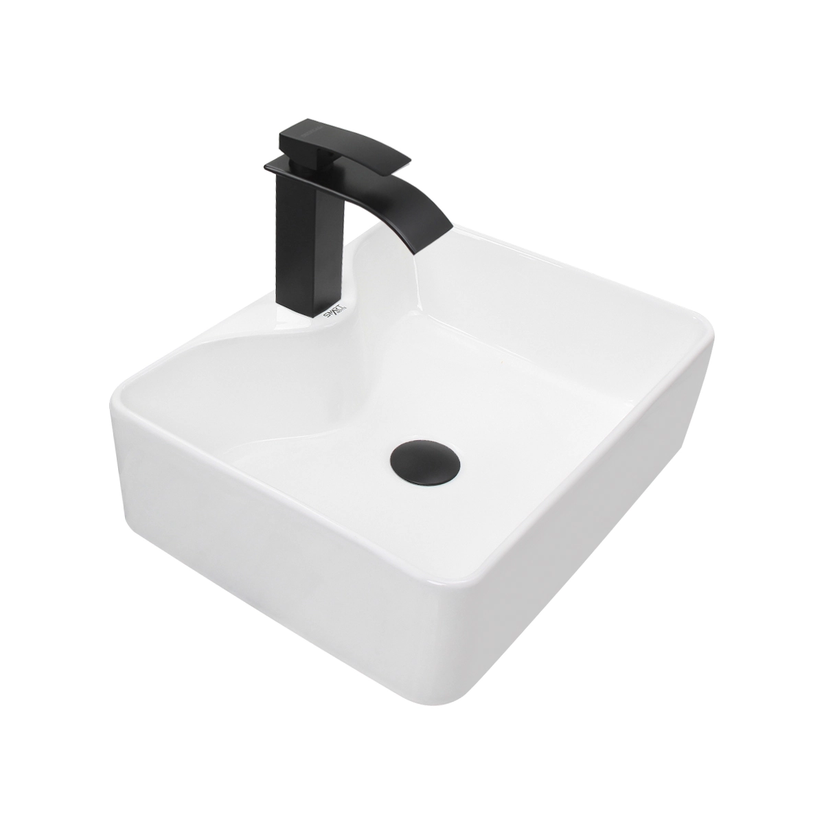 Kit Cuba Pia Louça Cerâmica Banheiro C/torn E Vál Preto 29