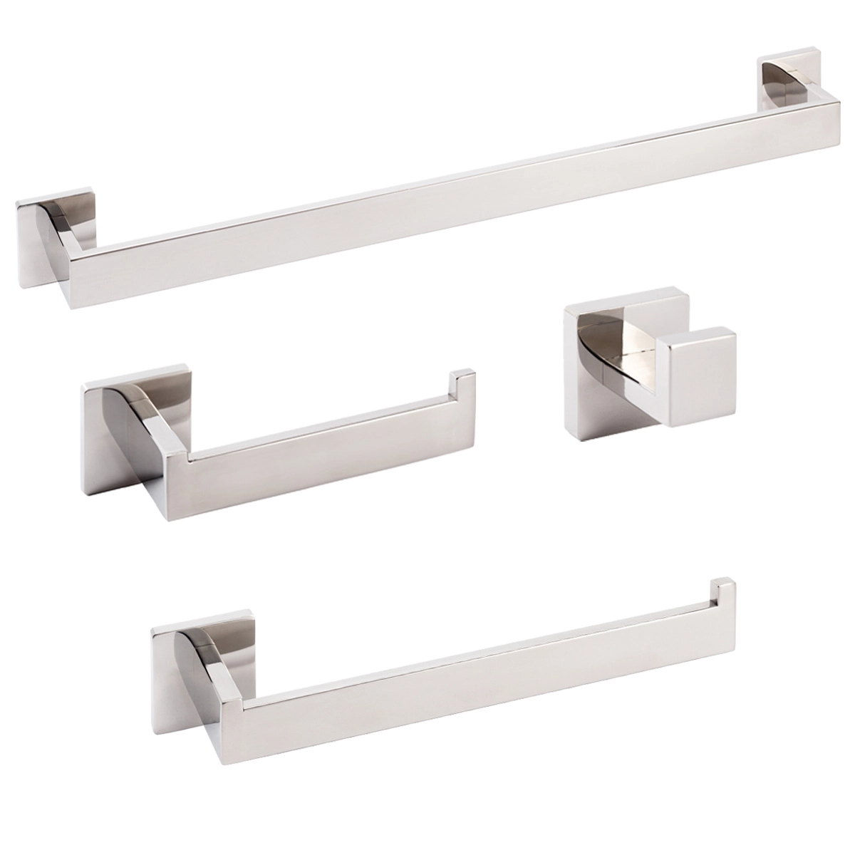 Kit Acessórios Para Banheiro Inox Premium Cromado 4 Peças - Fino Inox