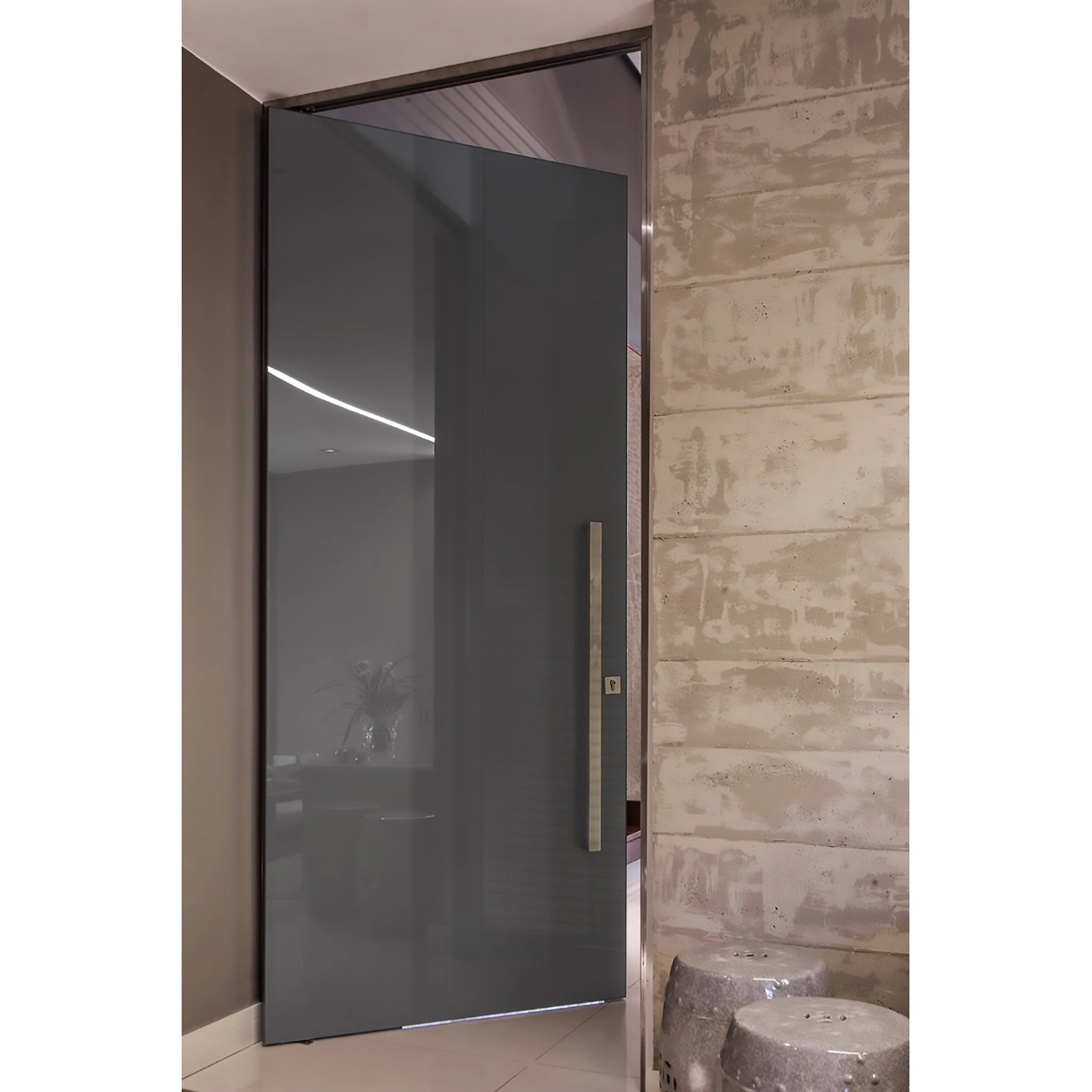 Kit Porta Alumínio Pivotante Cinza 238x105cm com Batente Nox Portas