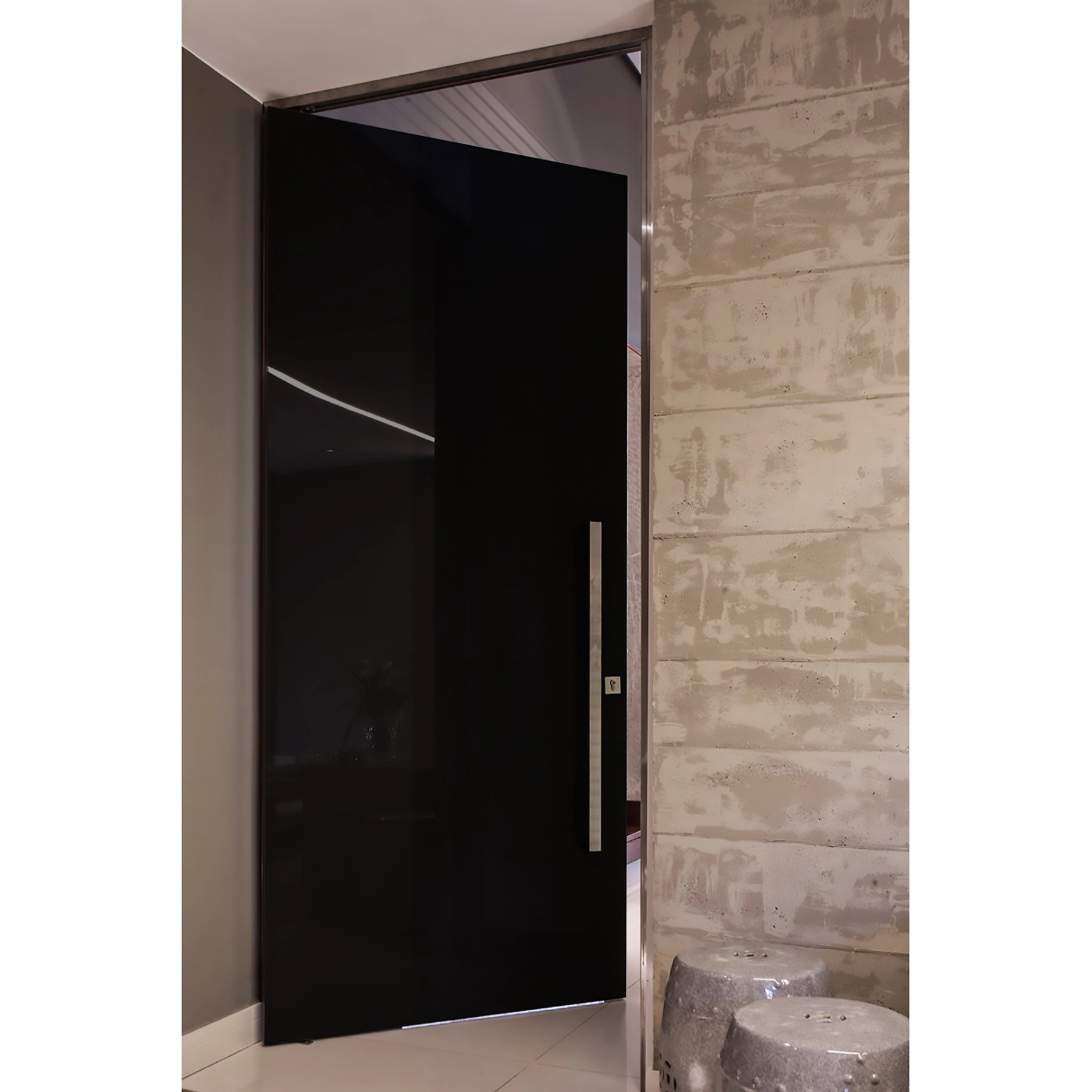 Kit Porta Alumínio Pivotante Preto 238x145cm com Batente Nox Portas