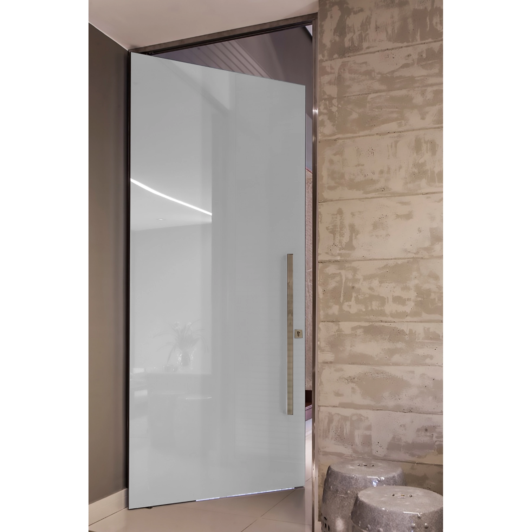 Kit Porta Alumínio Pivotante Branco 238x145cm com Batente Nox Portas
