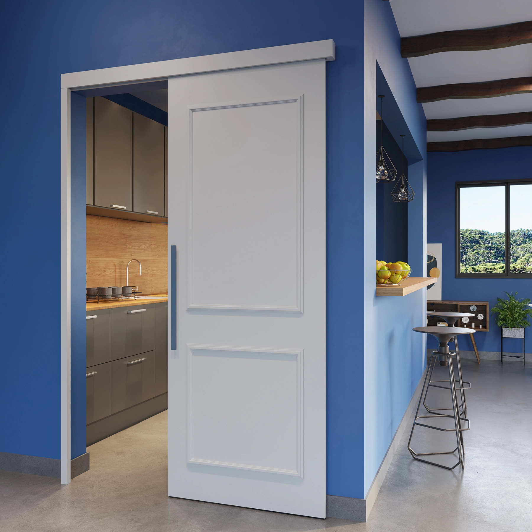 Folha de Porta Madeira de Giro ou Correr Direito|Esquerdo Branco Fosco 210x80cm Colméia Boiserie Artens