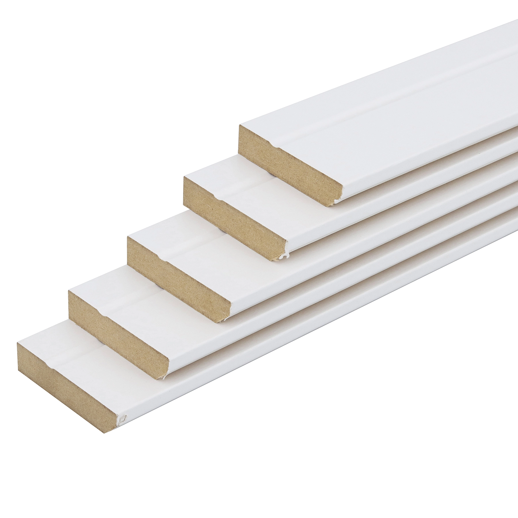 Kit Rodapé Revestido Frisado Branco 240x7cm 5 Unidades Moldurama