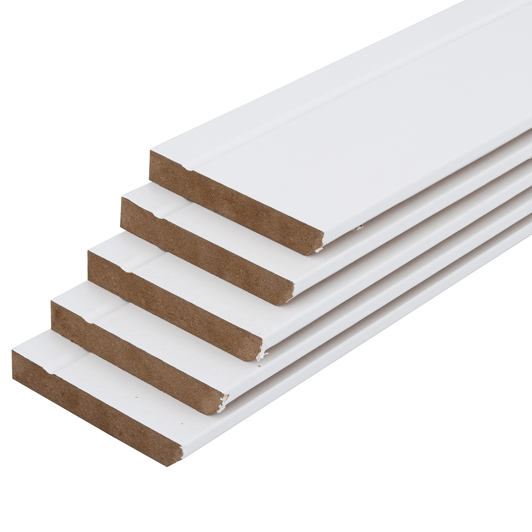 Kit Rodapé Revestido Frisado Branco 240x10cm 5 Unidades Moldurama