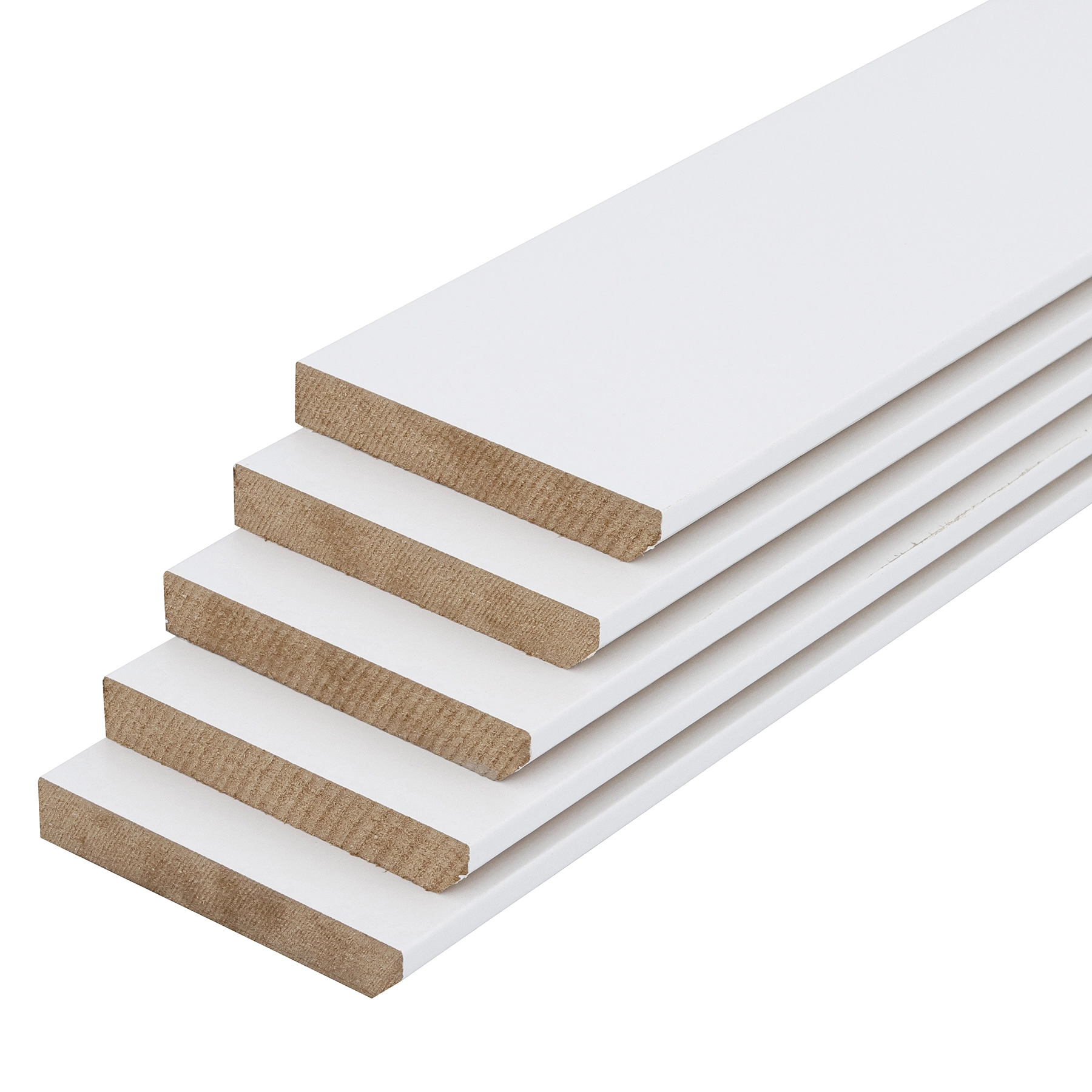 Kit Rodapé Revestido Liso Branco 240x10cm 5 Unidades Moldurama