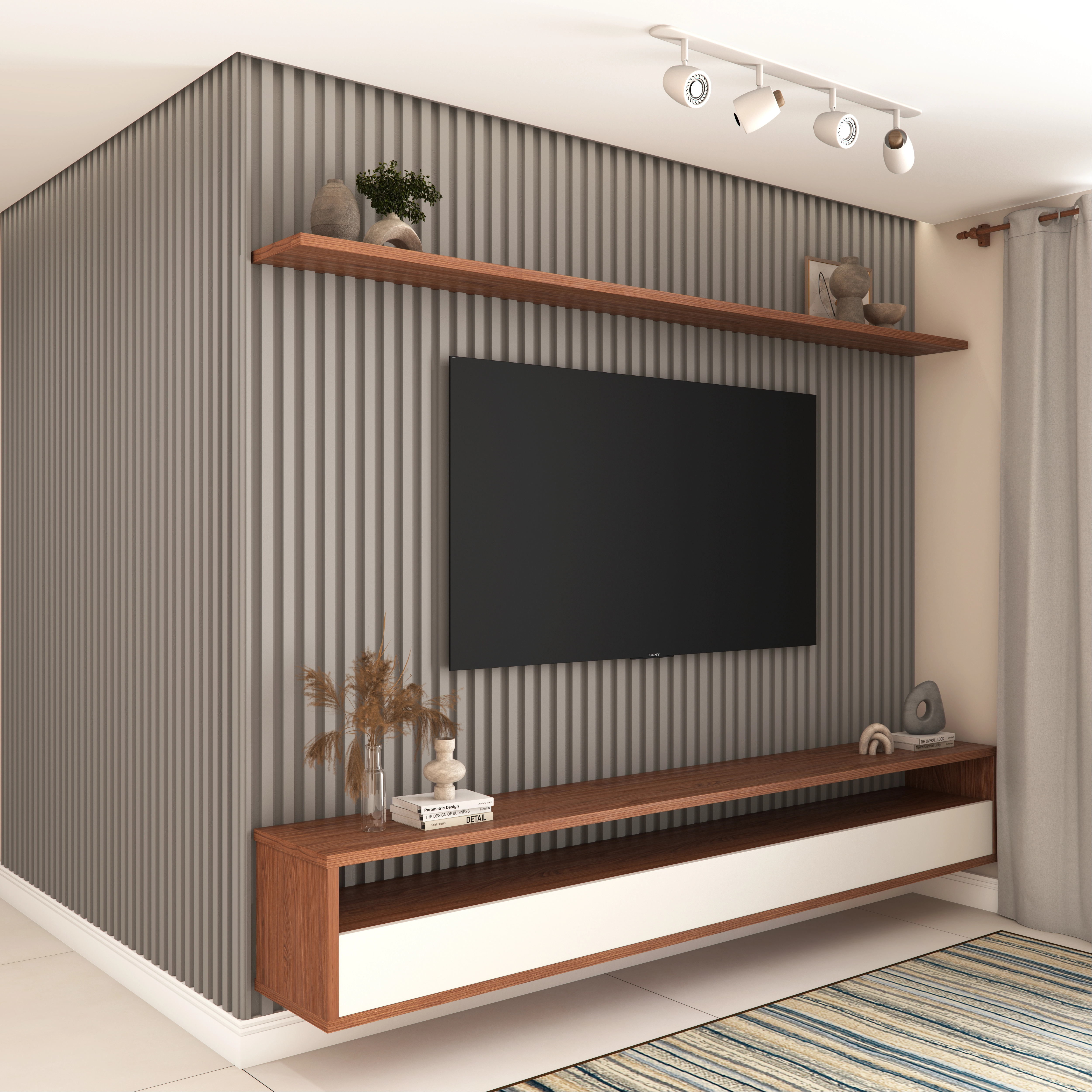 Painel Ripado de Madeira MDF 1,5mm Capuccino 6x270cm Premium Moldurama 4 Peças