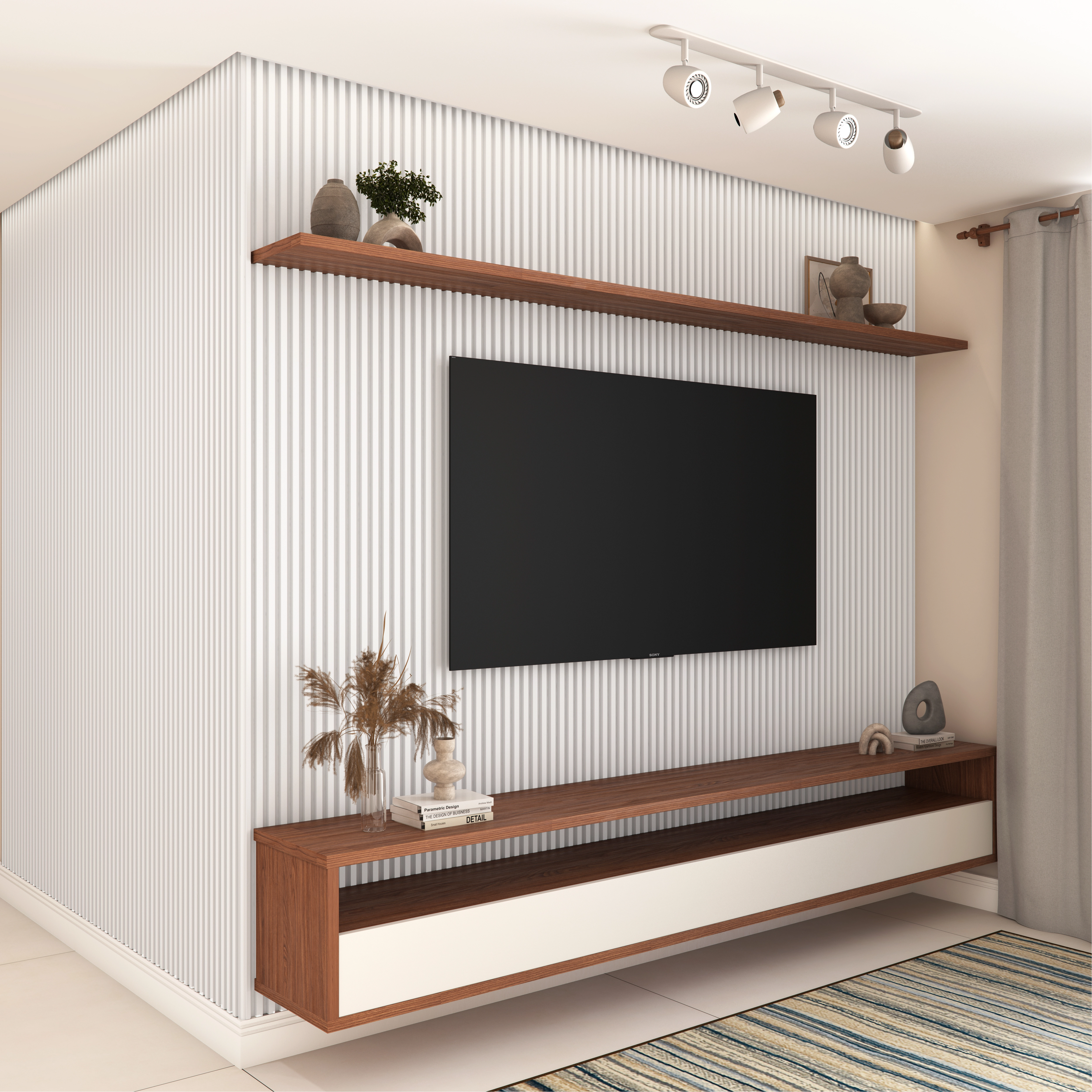 Painel Ripado de Madeira MDF 1,2mm Primer Branco 3,4x270cm Premium Moldurama 6 Peças