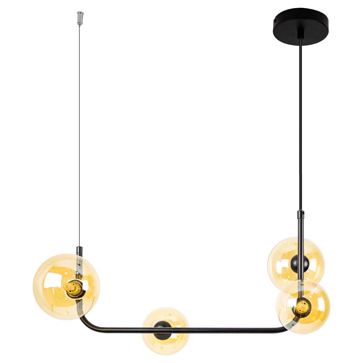 Pendente Stato Preto Globos Vidro Champanhe + Led G9 3000k 220v St1934