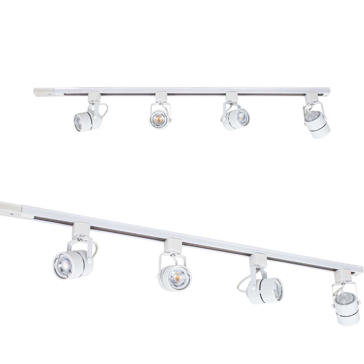 Trilho Eletrificado Branco 1m + 4 Spot + 4 Led Dicroica Mr16 3000k St2070