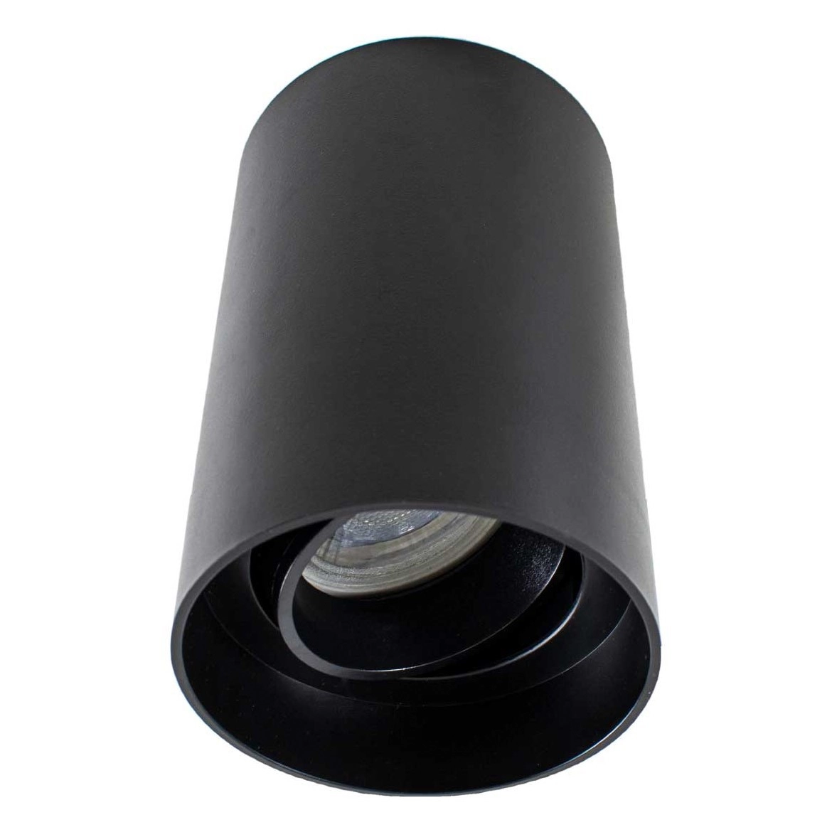 Spot Sobrepor Preto Redondo + Led Dicroica Gu10 Mr16 Branco Quente St2104