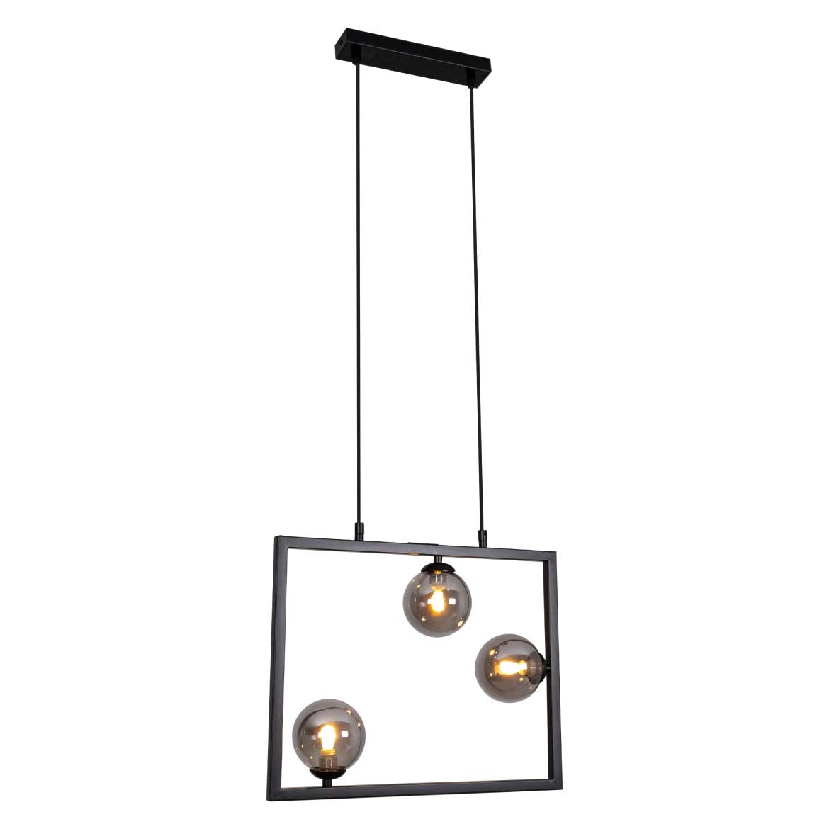 Pendente Balanço Retângulo 35cm Preto Fumê Tr005 Bella + 3x Led G9 Branco Quente St2362