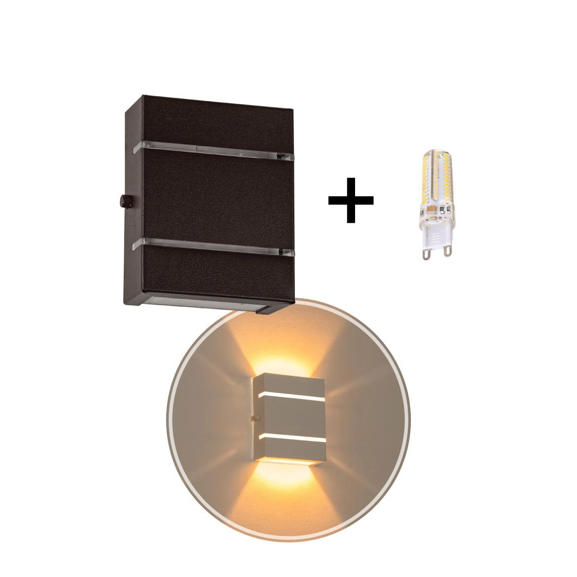 Arandela Slim Alumínio 2 Frisos Marrom + Led G9 Branco Frio St2527