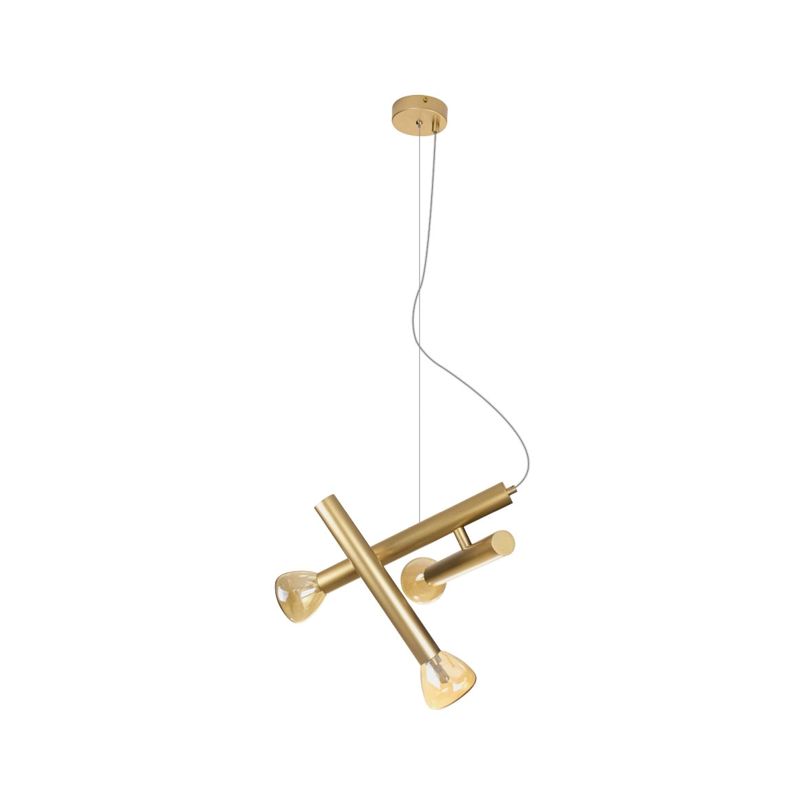 Pendente Aiko Ouro Fosco E Ambar + 3x Led G9 Bf Lt014 Starlux St2578