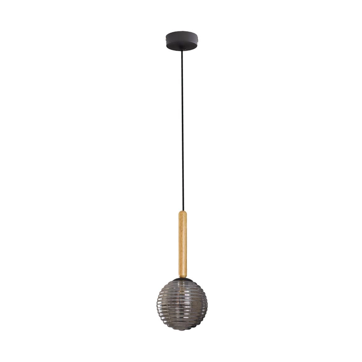Pendente Eloa Zr136 Madeira Smoky Globo Vidro 15cm + G9 Bf Starlux St2603