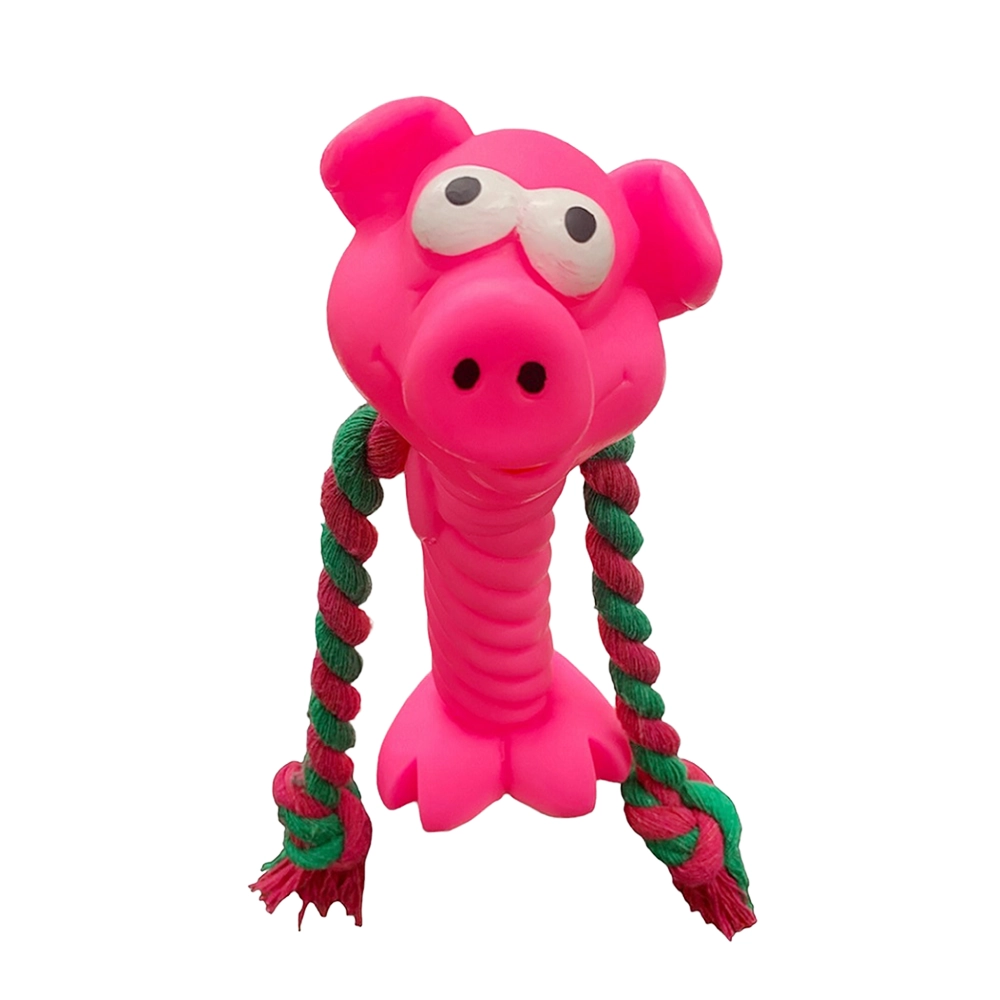Brinquedo Pet Grows Caes Big Porco Maluco Com Corda Rosa