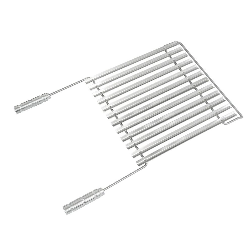 Grelha Para Churrasqueira Assador Argentina Aço Inox Com Cabo E Coletor De Gordura Churrasco Cromado