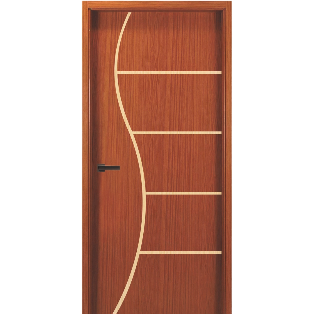 Porta Interna Frisada Mod 07 Mogno Com Furo Fechadura 2,10 X 0,60