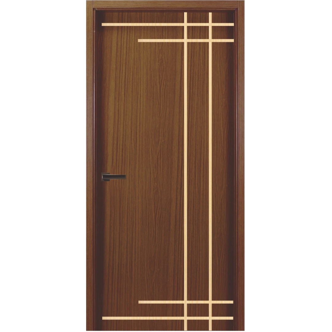 Porta Interna Frisada Mod 04 Carvalho Ebano Com Furo Fechadura 2,10 X 0,60