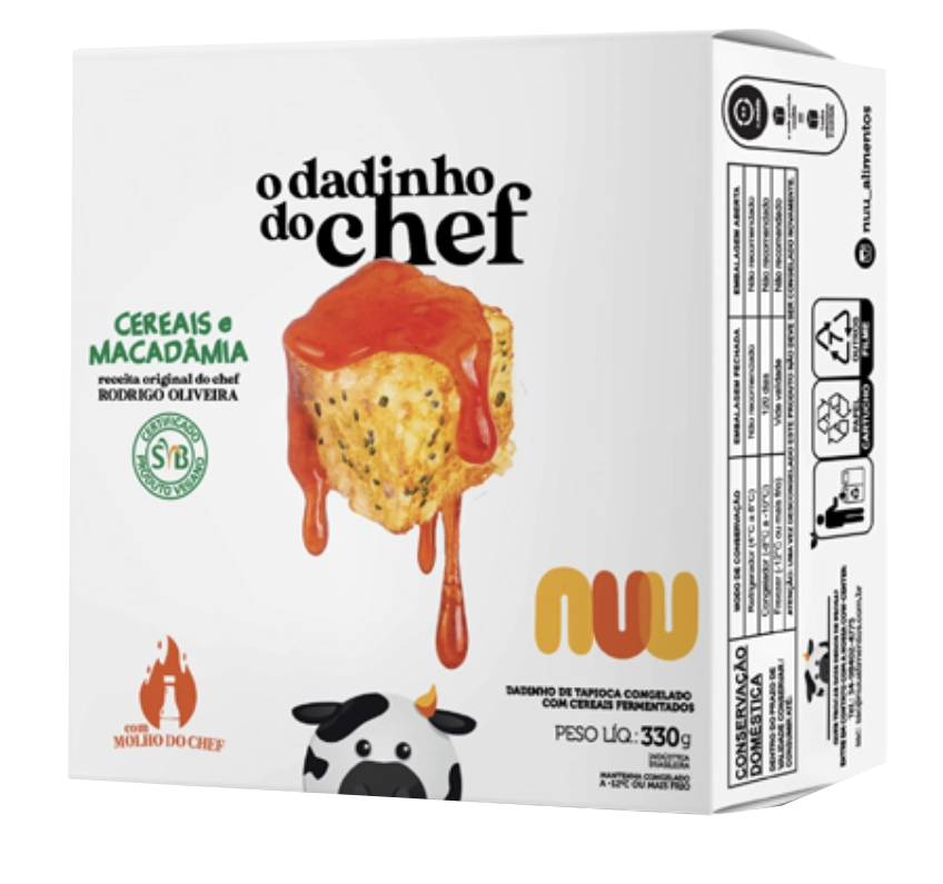 Dadinho De Tapioca Congelado Cereais E Macadâmia Nuu O Dadinho Do Chef Caixa 330g