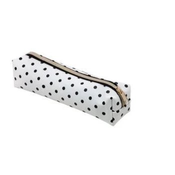 Estojo Estamp C/ziper Branca C/bolas Pretas 20,5cm