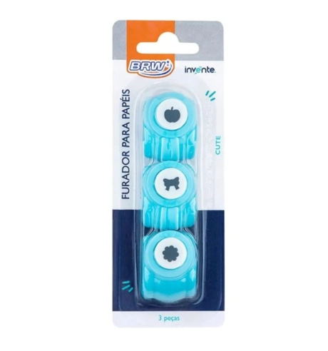 Furador De Papel 10mm C/3un Diferentes Ref Fp0003