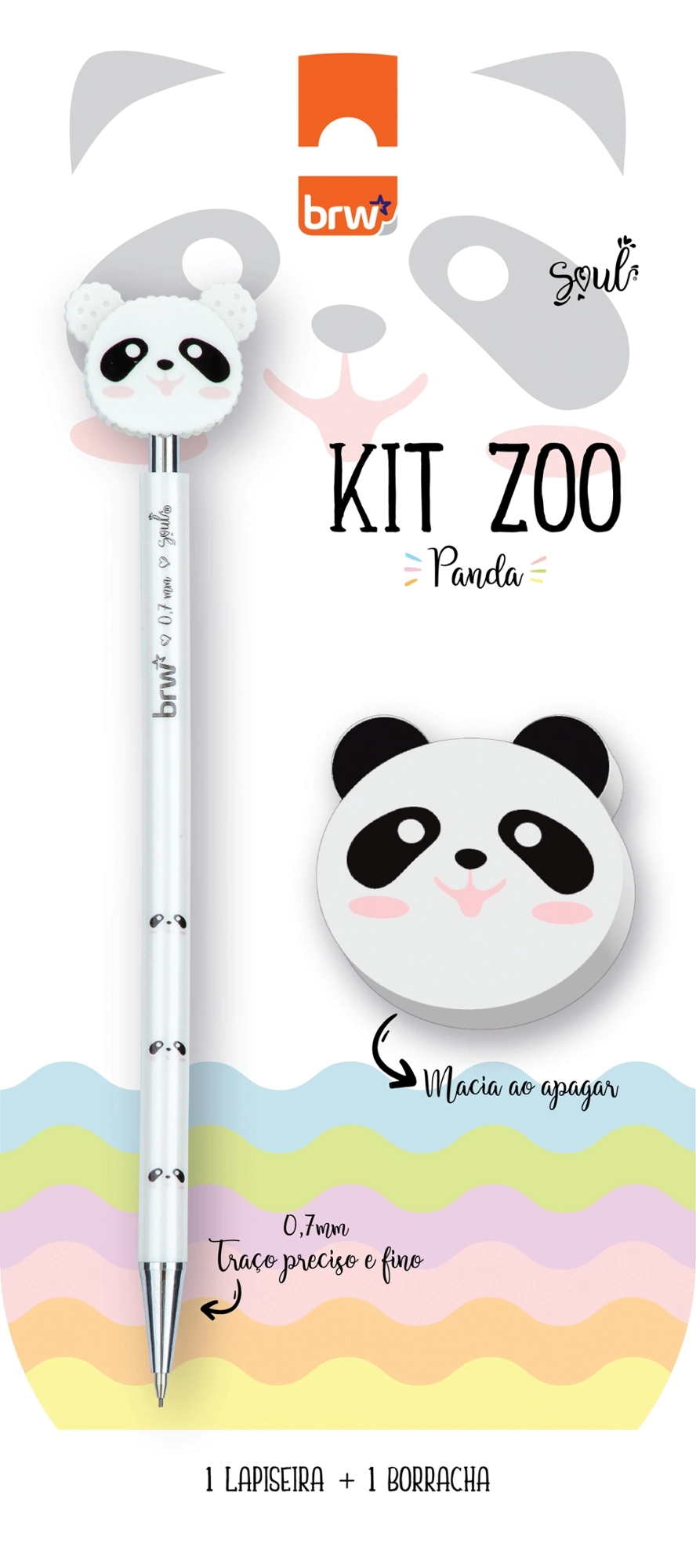 Kit Lapiseira Panda C/ Borracha 0.7 Brw
