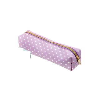Estojo Estamp Coracao C/ziper Lilas/branco 6,5cm