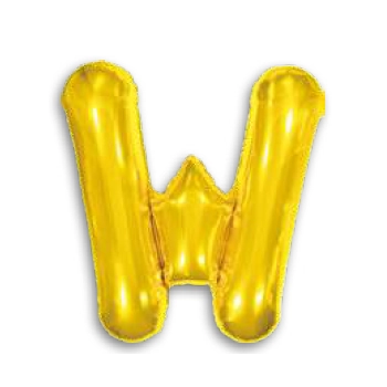 Balao 16 Metalizado Dourado 40cm Letra W
