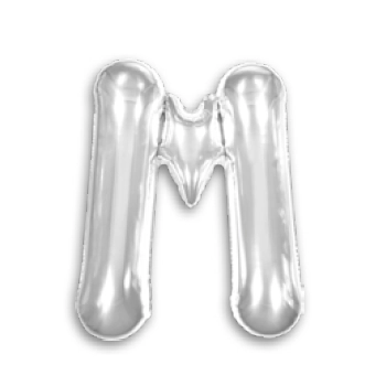 Balao 16 Metalizado Prata 40cm Letra M