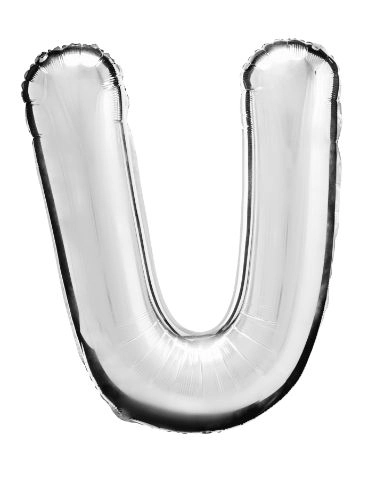 Balao 16 Metalizado Prata 40cm Letra U