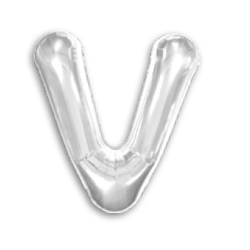 Balao 16 Metalizado Prata 40cm Letra V