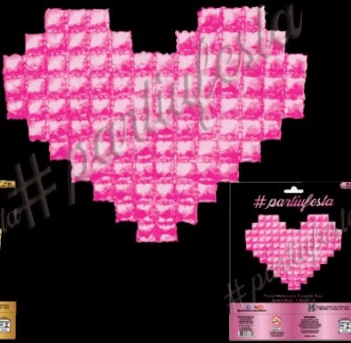 Painel Metalizado Coracao Rosa Cury