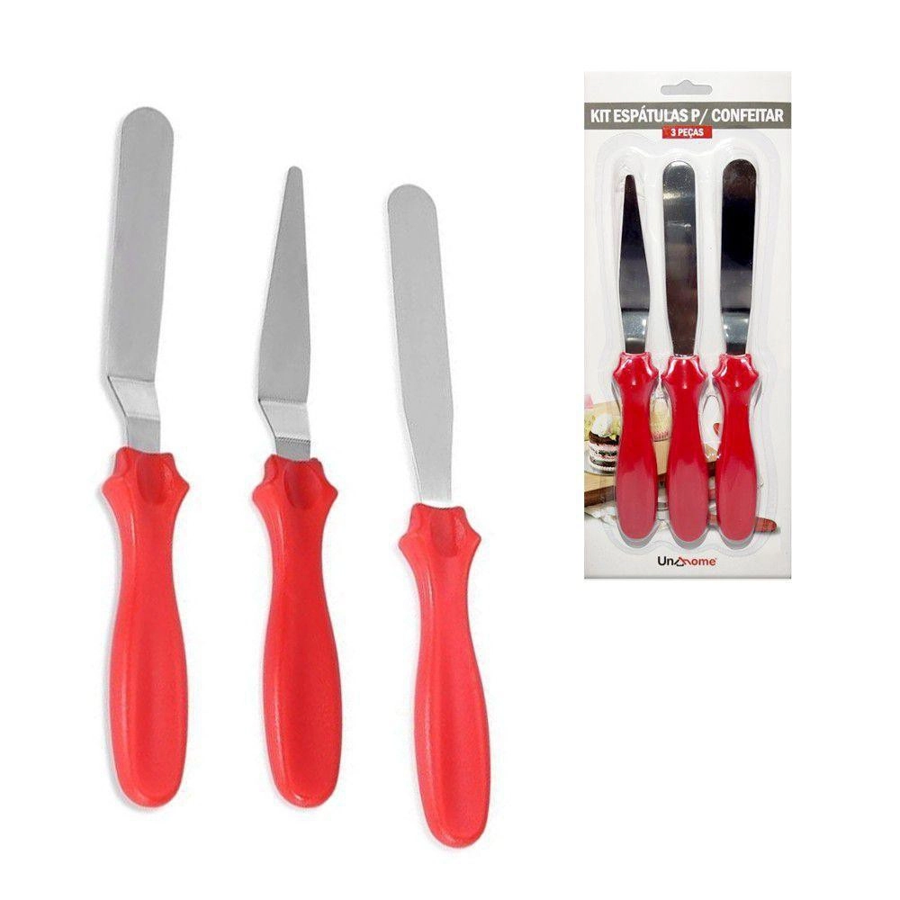 Conjunto C/3 Espatulas Inox Vermelho