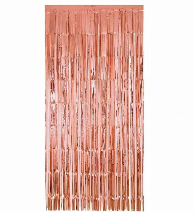 Cortina De Fita Metalizada Pvc Fosca 1x2 Ouro Rose