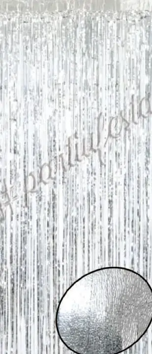 Cortina Metalizada 2x1m Prata Glitter