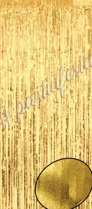 Cortina Metalizada 2x1m Dourado Glitter