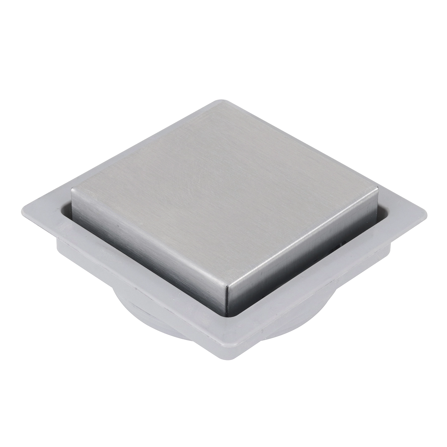 Ralo Simples de Banheiro 12,5x12,5cm Anti-Inseto em PVC Cinza Quadrado Elleve Square