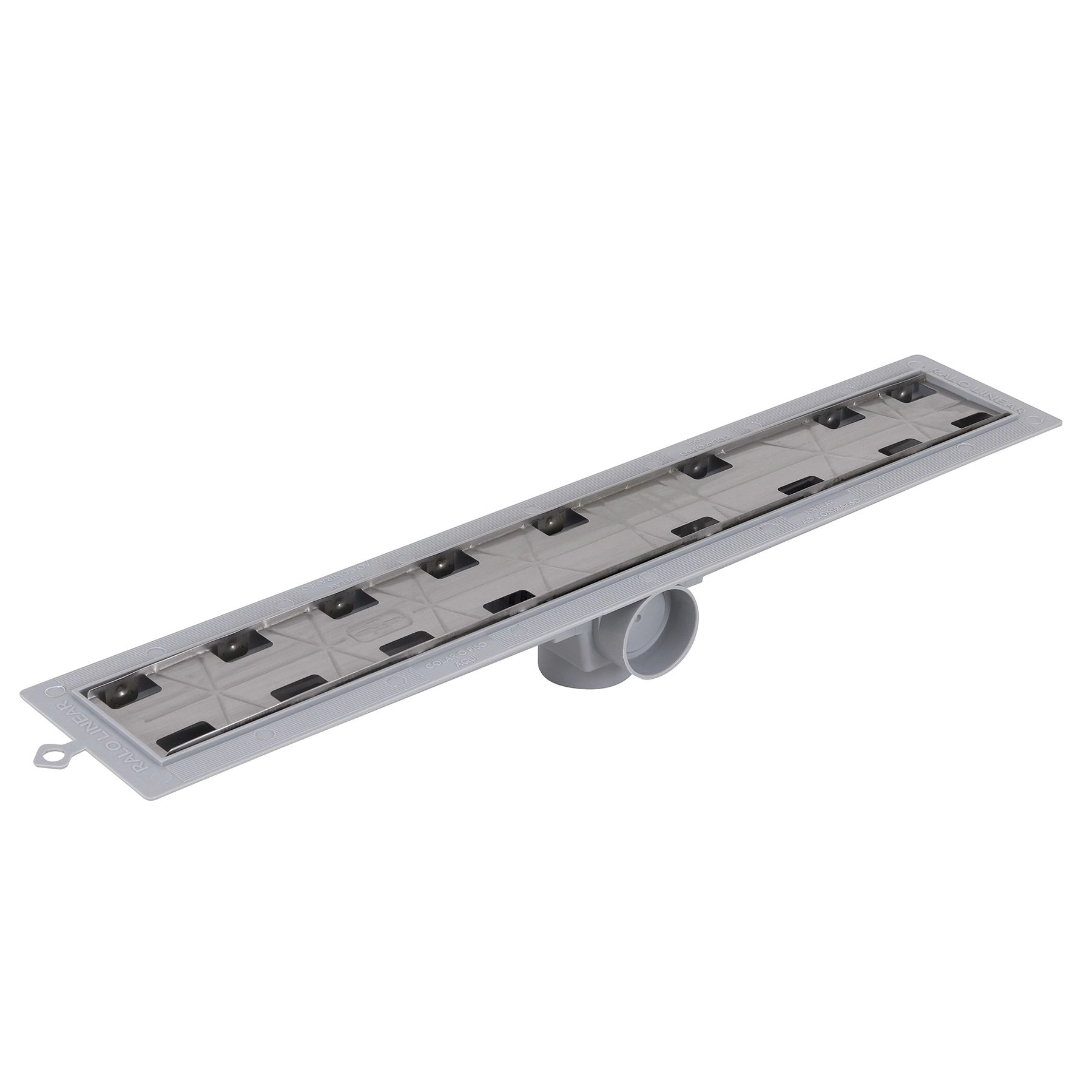 Ralo Linear Oculto de Banheiro 60,4x12,19cm em PVC Cinza Retangular Elleve Smart