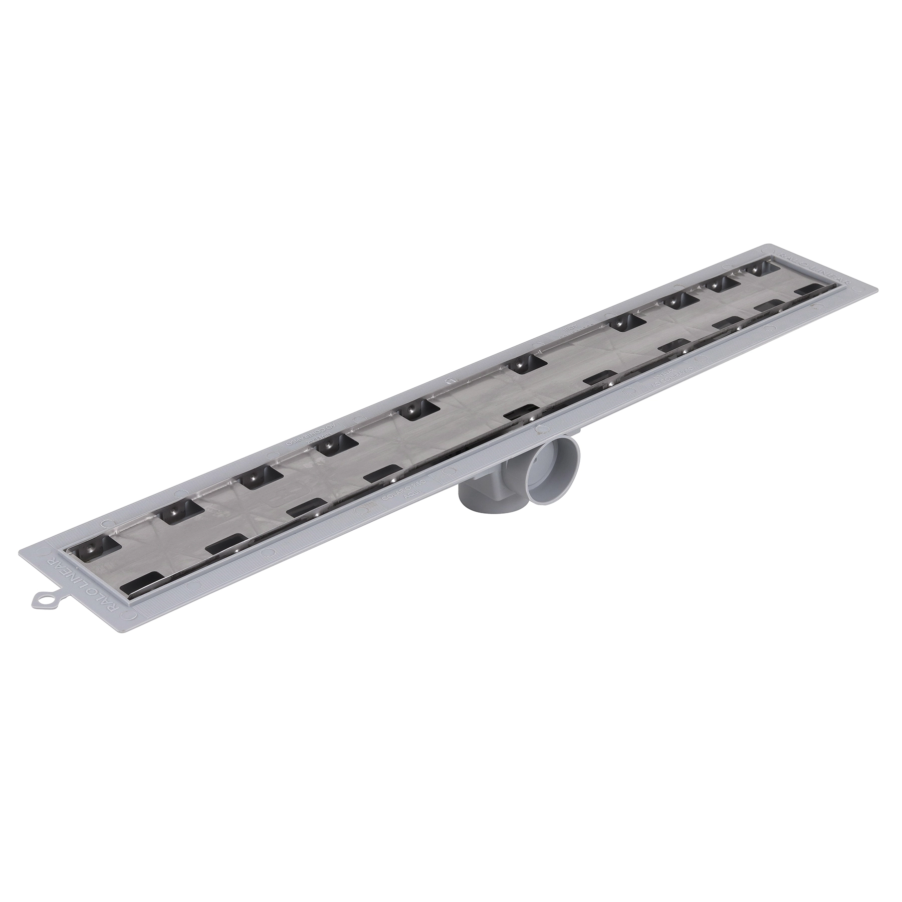Ralo Linear Oculto de Banheiro 70,4x12,19cm em PVC Cinza Retangular Elleve Smart