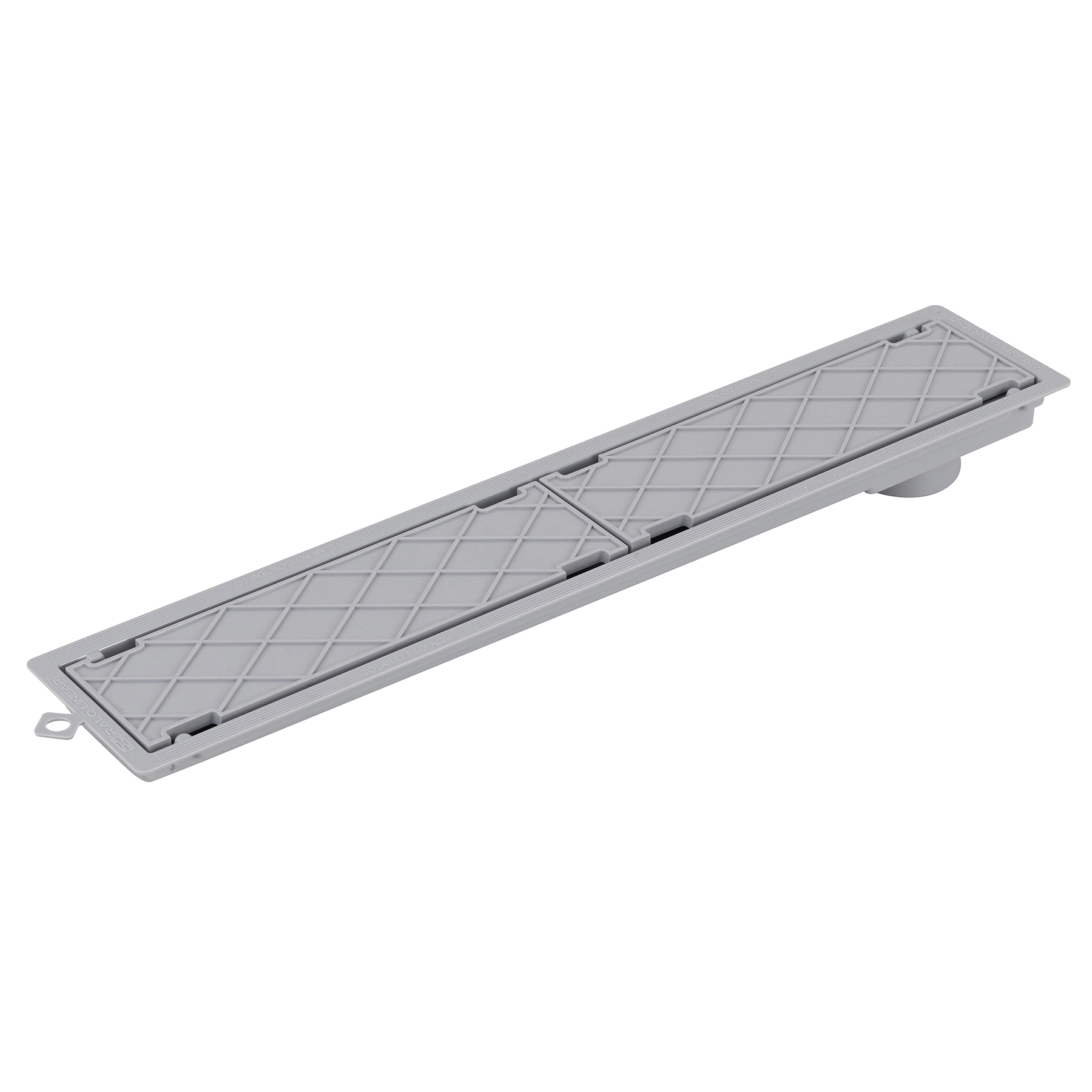 Ralo Linear Oculto de Banheiro 10x52,3cm Anti-Inseto e Anti Odor PVC Cinza Retangular Novii