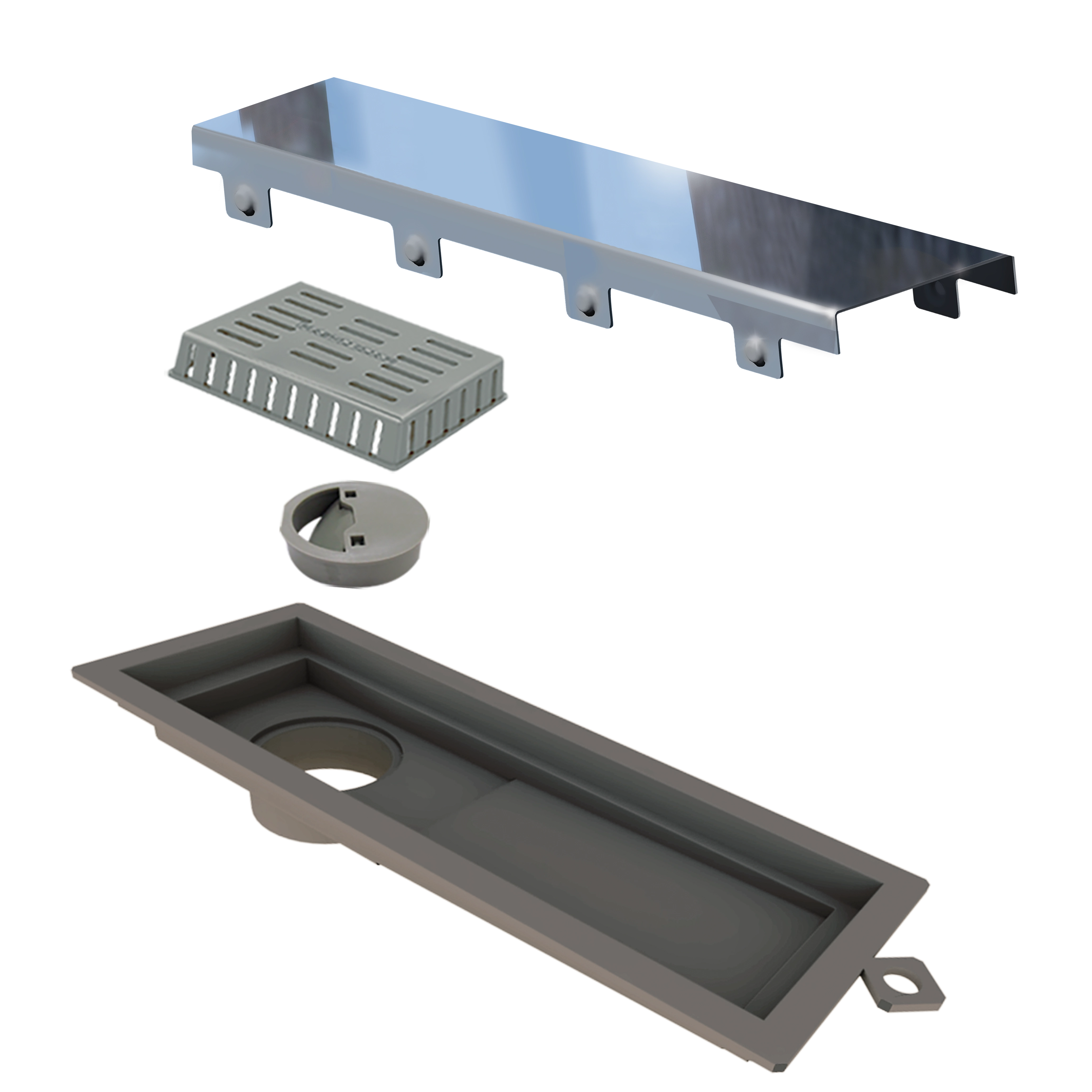Ralo Linear de Banheiro 10x27,3cm Anti-Inseto e Anti Odor Aço Inox Cromado Retangular Novii
