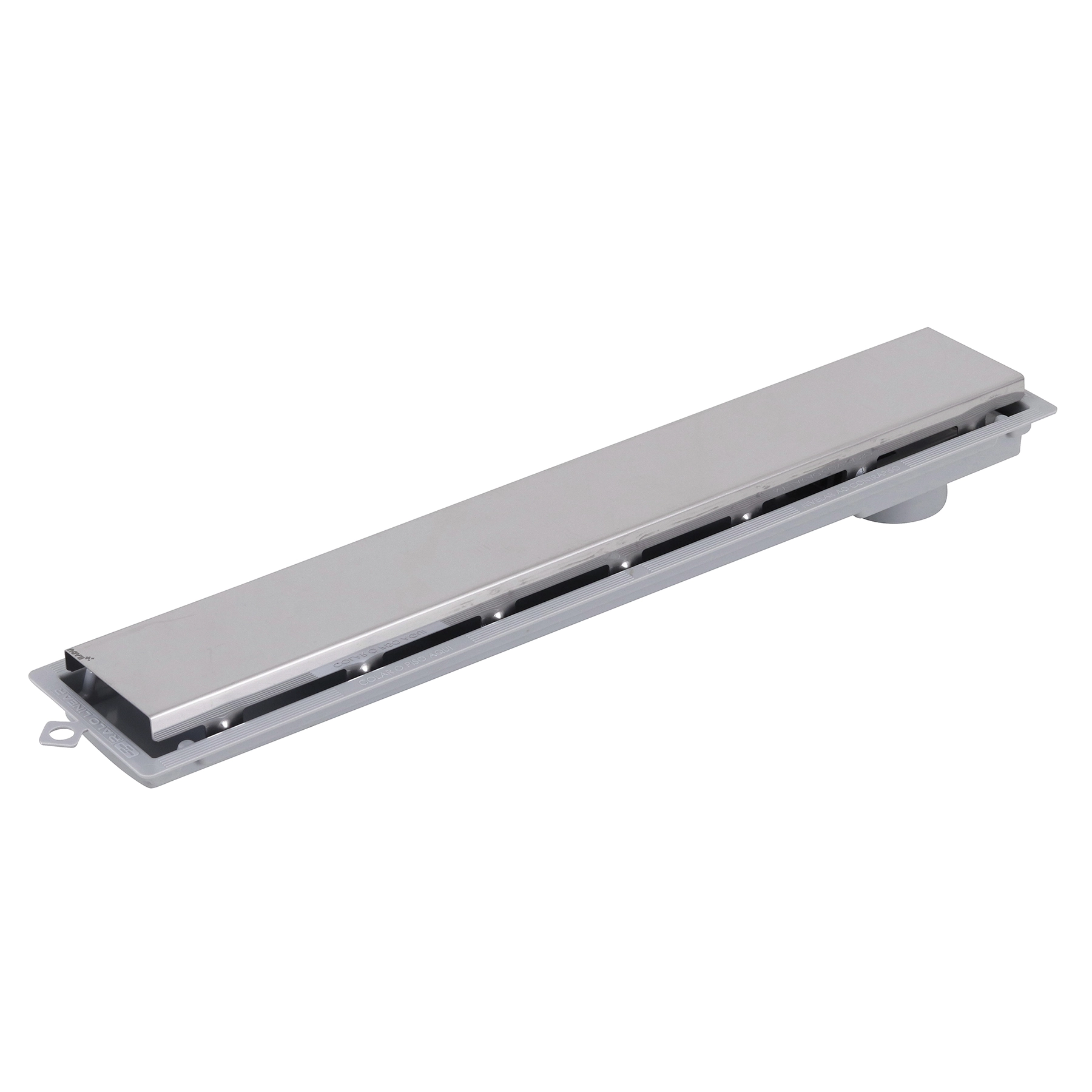 Ralo Linear de Banheiro 10x52,3cm Anti-Inseto e Anti Odor Aço Inox Cromado Retangular Novii