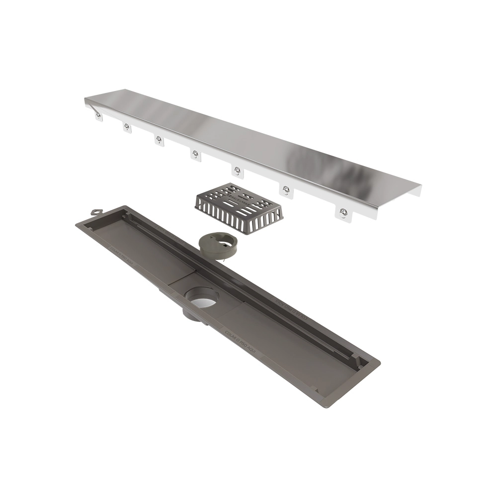 Ralo Linear Novii Seco 8880 50cm Saída Central Com Tampa Inox Polida 8880