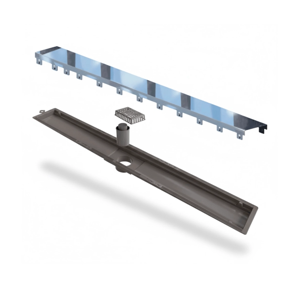 Ralo Linear Pvc Seco 75 Cm Saida Central Polido - Ralo Linear