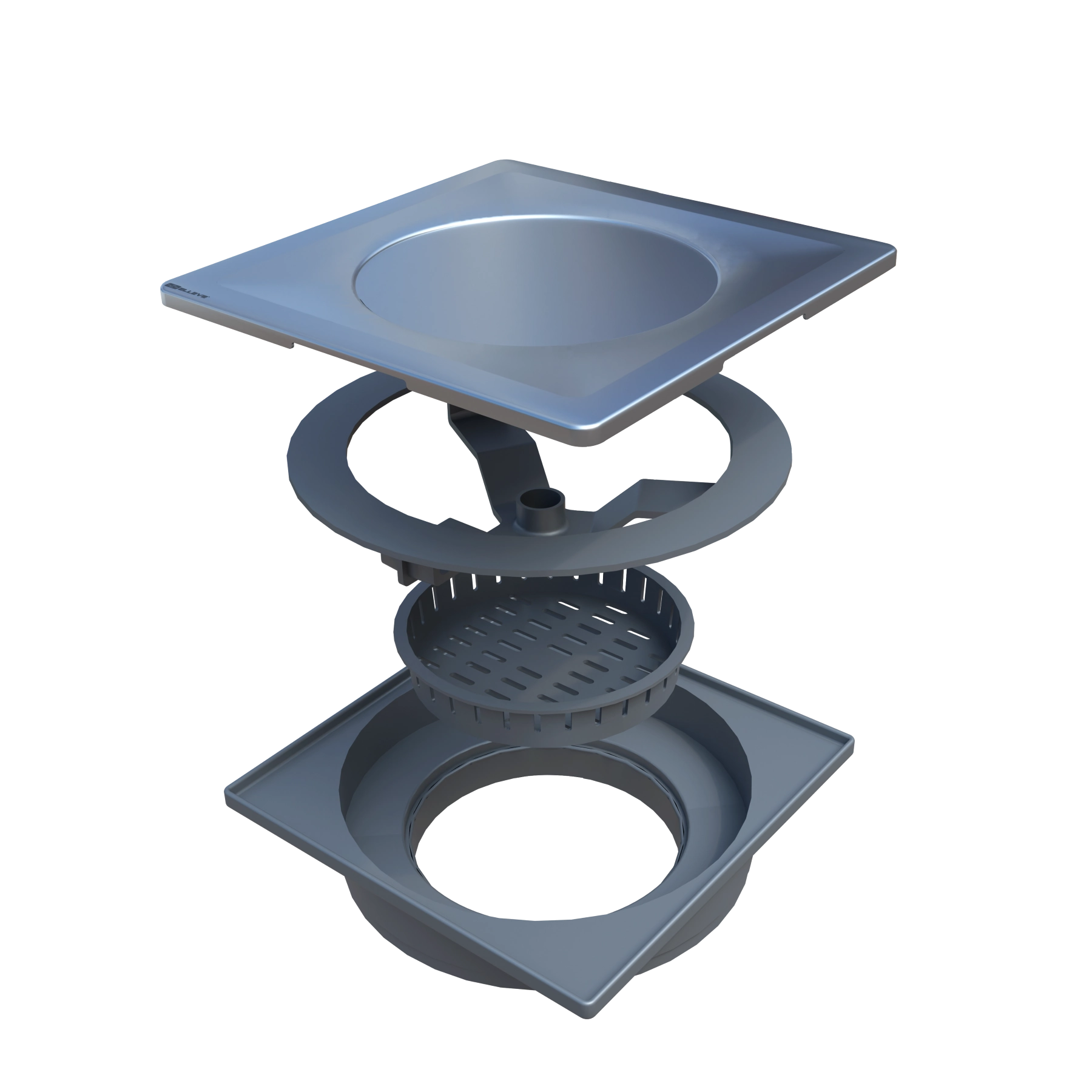 Ralo Quadrado Externo Aço Inox Escovado 15,5x15,5cm Prata Touch Elleve