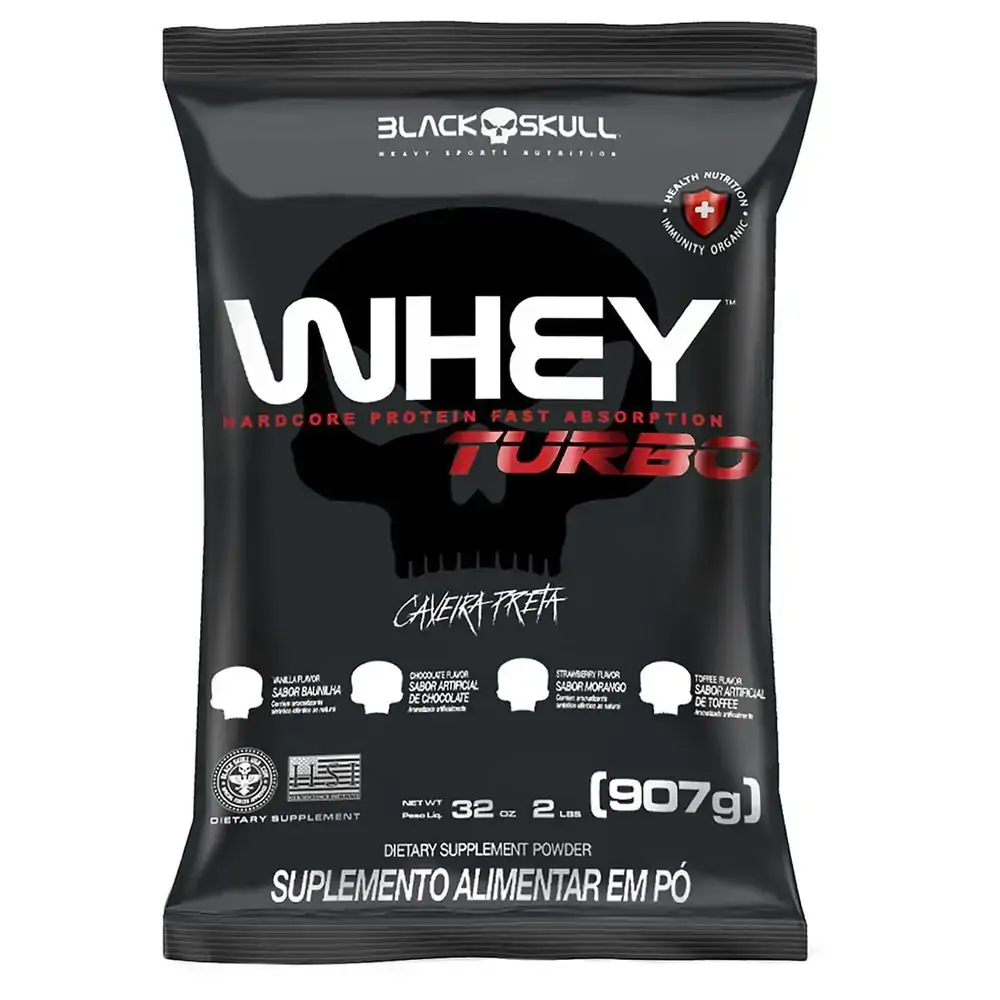 Whey Protein Concentrado Turbo 907G Refil - Black Skull