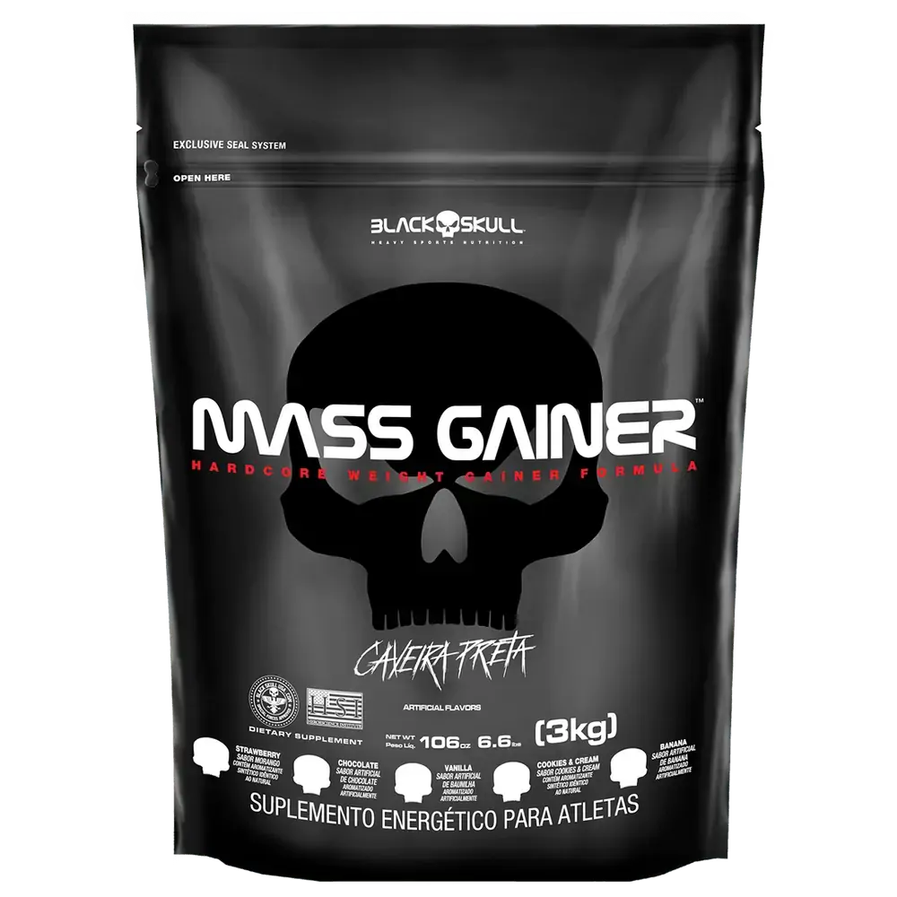 HIPERCALÓRICO MASS GAINER - 3KG - REFIL - REFIL MASS GAINER MORANGO 3KG